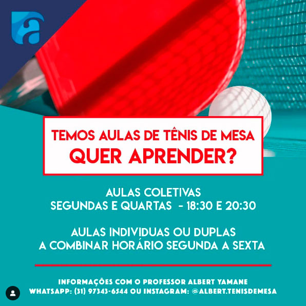 Temos aula de Tênis de Mesa - Quer Aprender?